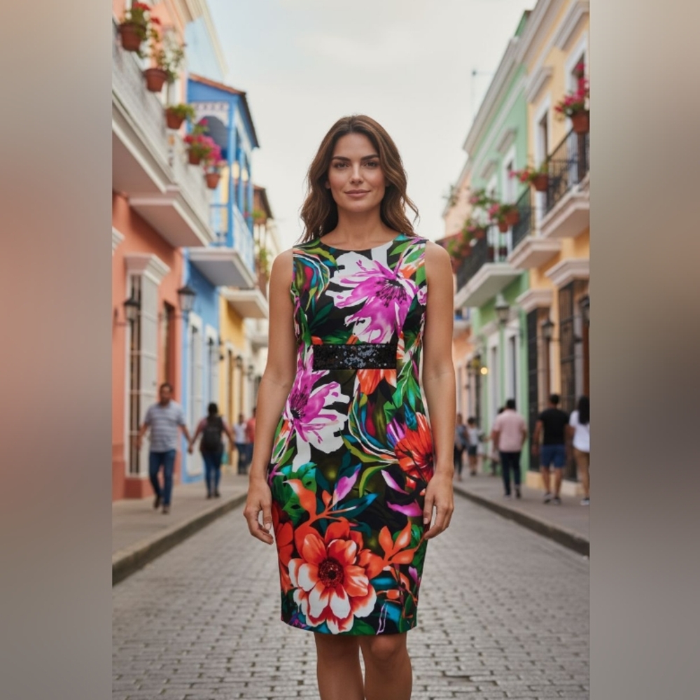 RONNIE NICOLE Floral Sleeveless Dress SIZE 6